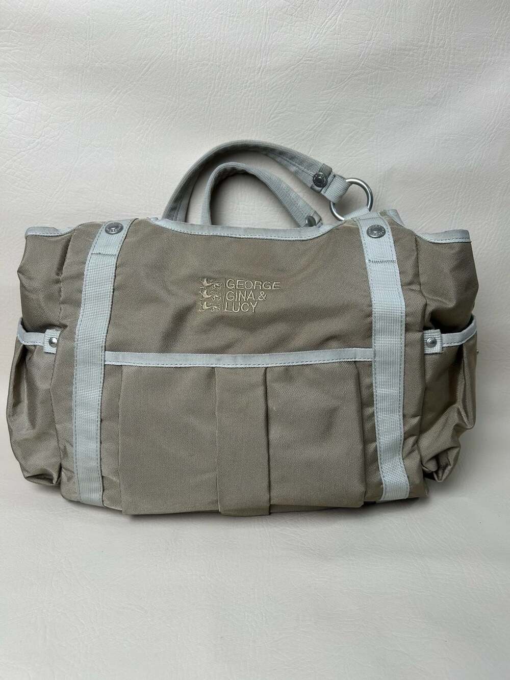 George Gina & Lucy Go Gaucho Taupe Nylon Utility Shoulder Bag Vintage Y2K
